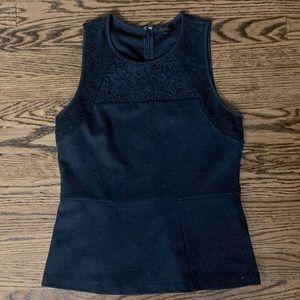 J.Crew Black Lace Appliqué Sleeveless Top